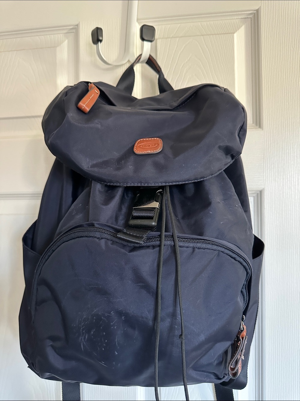 Bric’s Milano X-Travel Montagna Backpack Navy Blue Tuscan Leather Trim Boutique